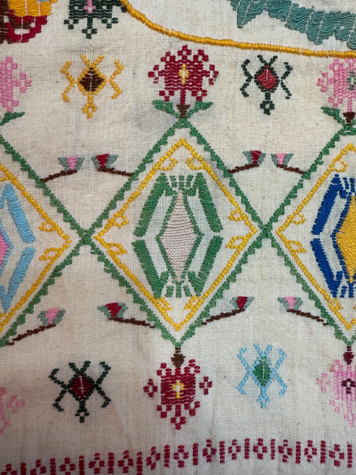 Vintage Beautiful Hand Silk Embroidered Head Cape 71×64 Cm
