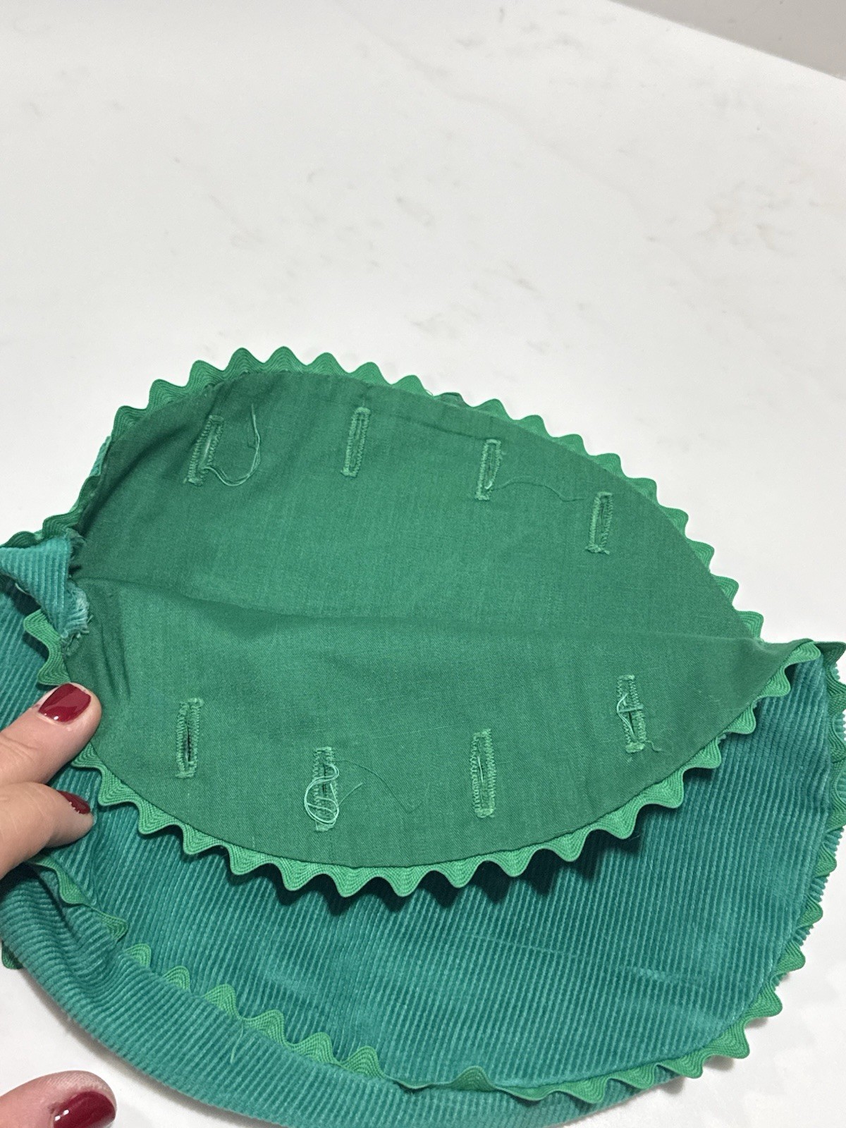 VTG 80s Preppy Green Corduroy Bermuda Bag Cover Unicorn Ric Rac SWM Monogram A