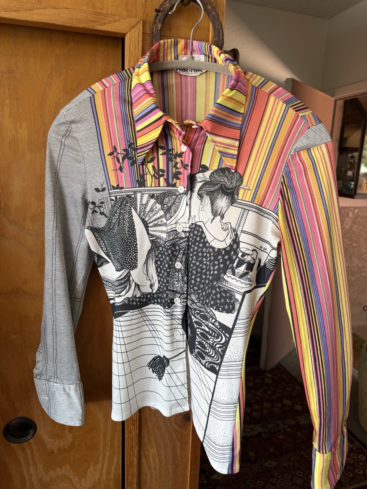 Vtg Nik Nik Button Shirt Disco Unisex Risqué Adult Theme Print See Size In Descr