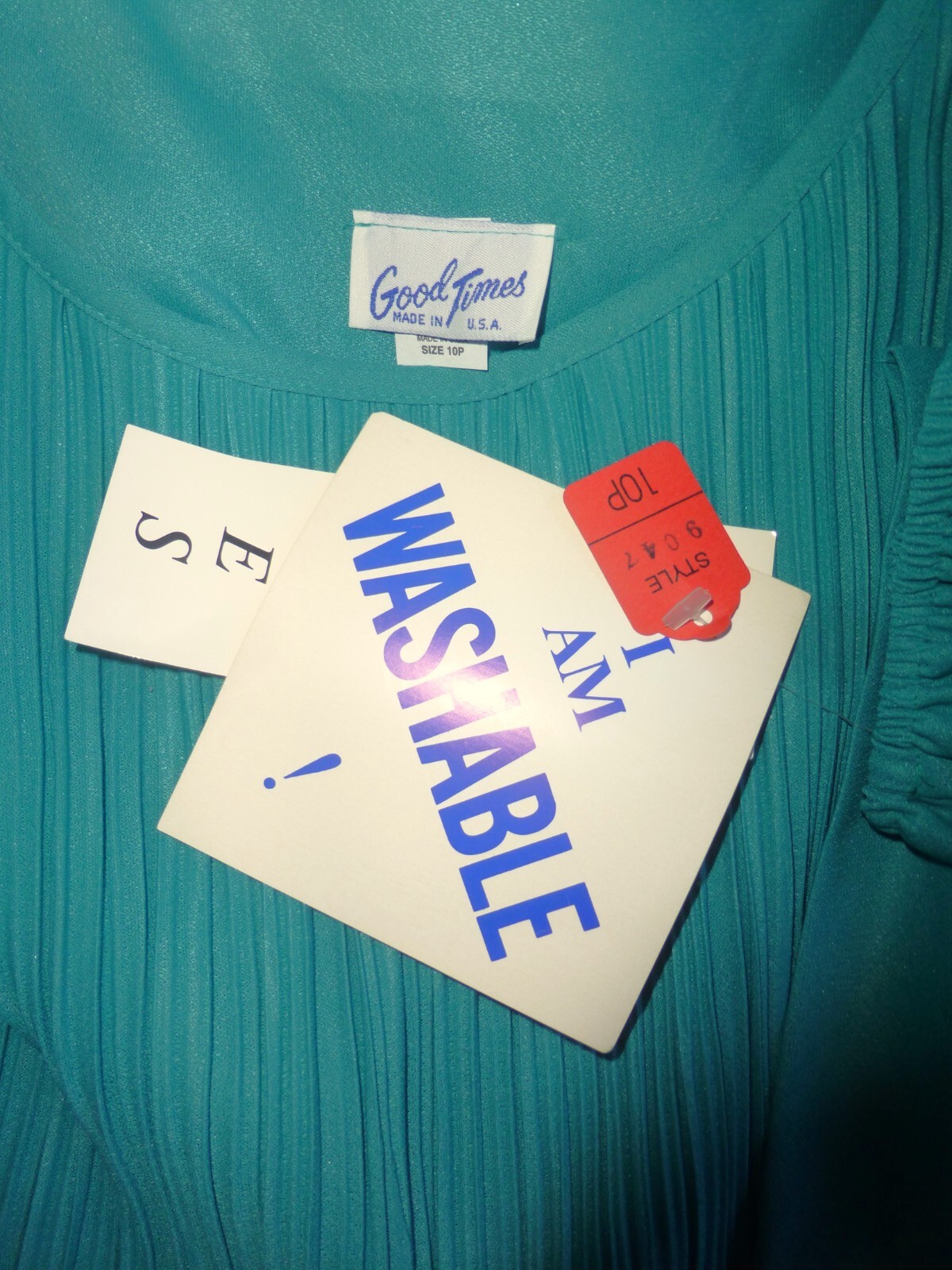 New Tag VTG 70s 80s Micro Pleat Lace Bow Boho Cocktail Secretary DRESS sz 10P