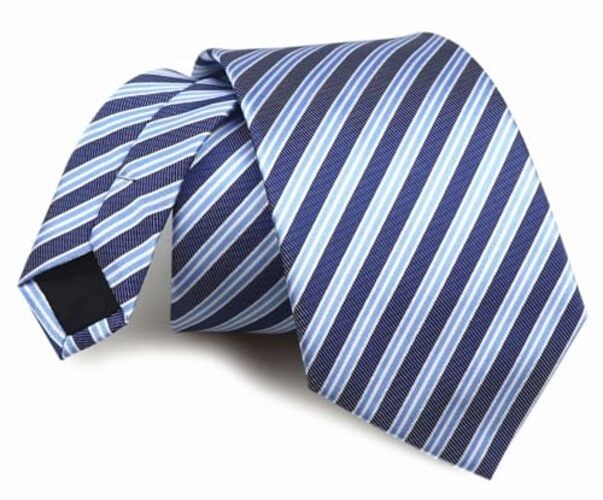 3.15″(8cm) Fashion Striped Ties Mens Plaid Flower Necktie One Size Navy & Blue