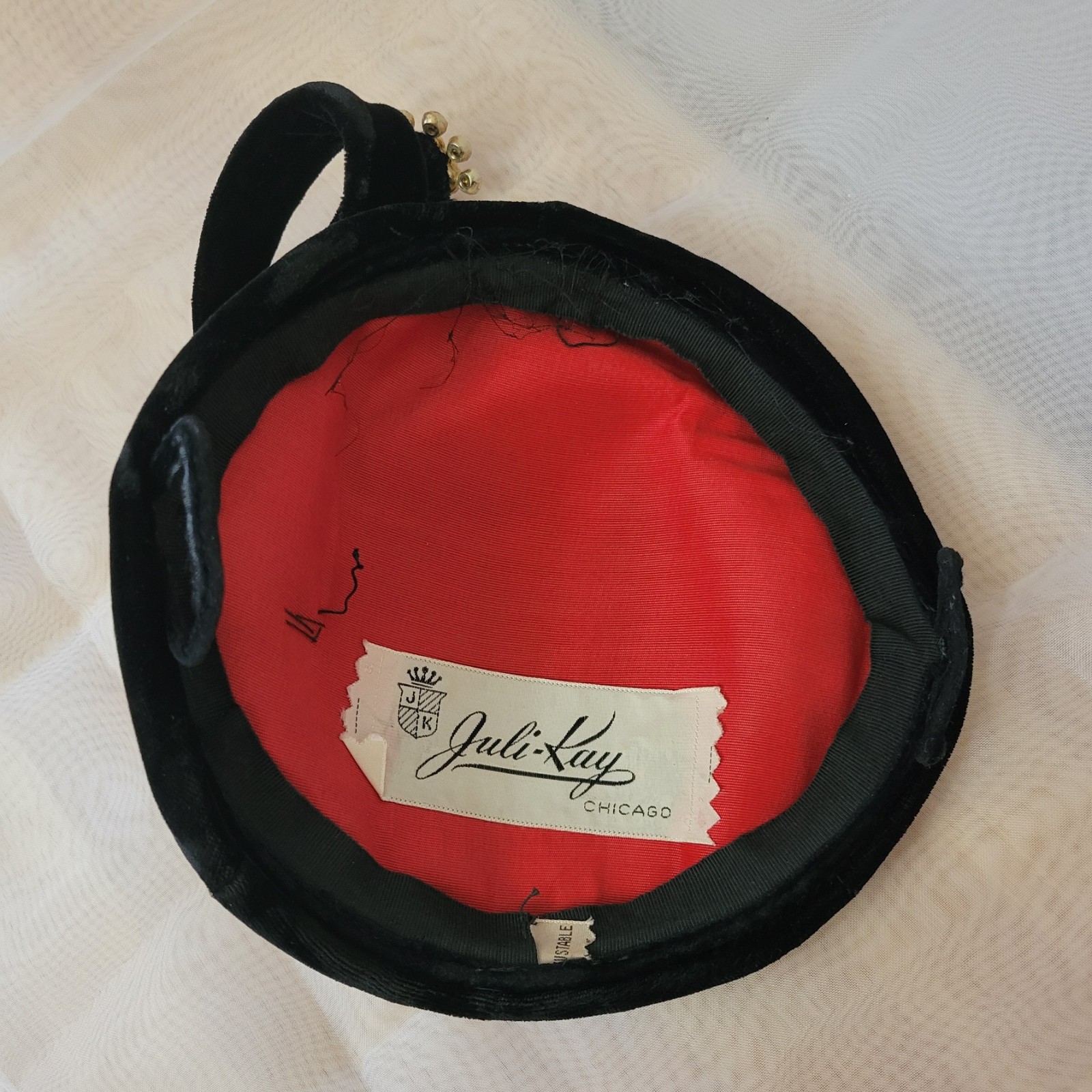 Mid Century Juli-Kay Chicago Velvet Sculptural Cocktail Hat w/Rhinestones