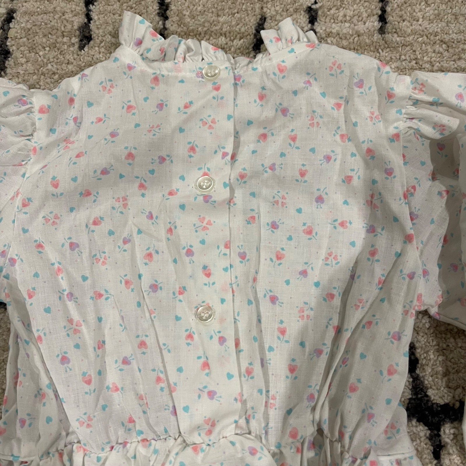 Vtg Winnie The Pooh Disney Girl Dress Size 6 Ditsy Floral White Spring USA Made