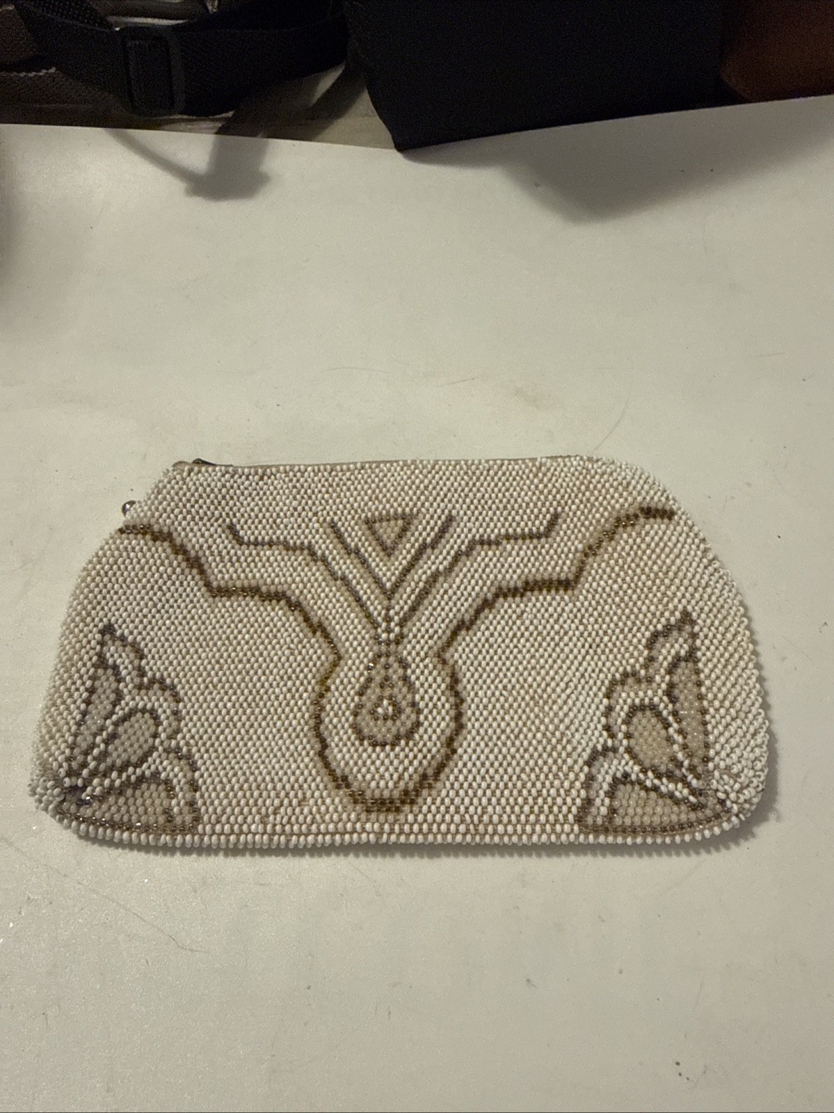 Vintage Czech Art Nouveau Hand Beaded Evening Clutch Purse Czechoslovakia