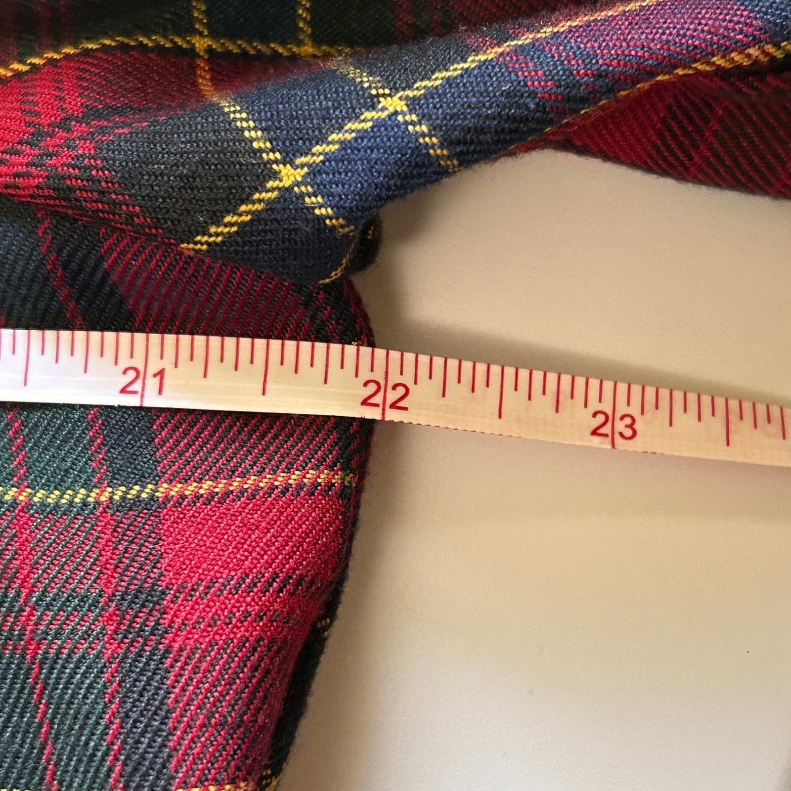 Miss Dorby Vintage Plaid Midi Dress Velvet Collar Red Green 16P Academia