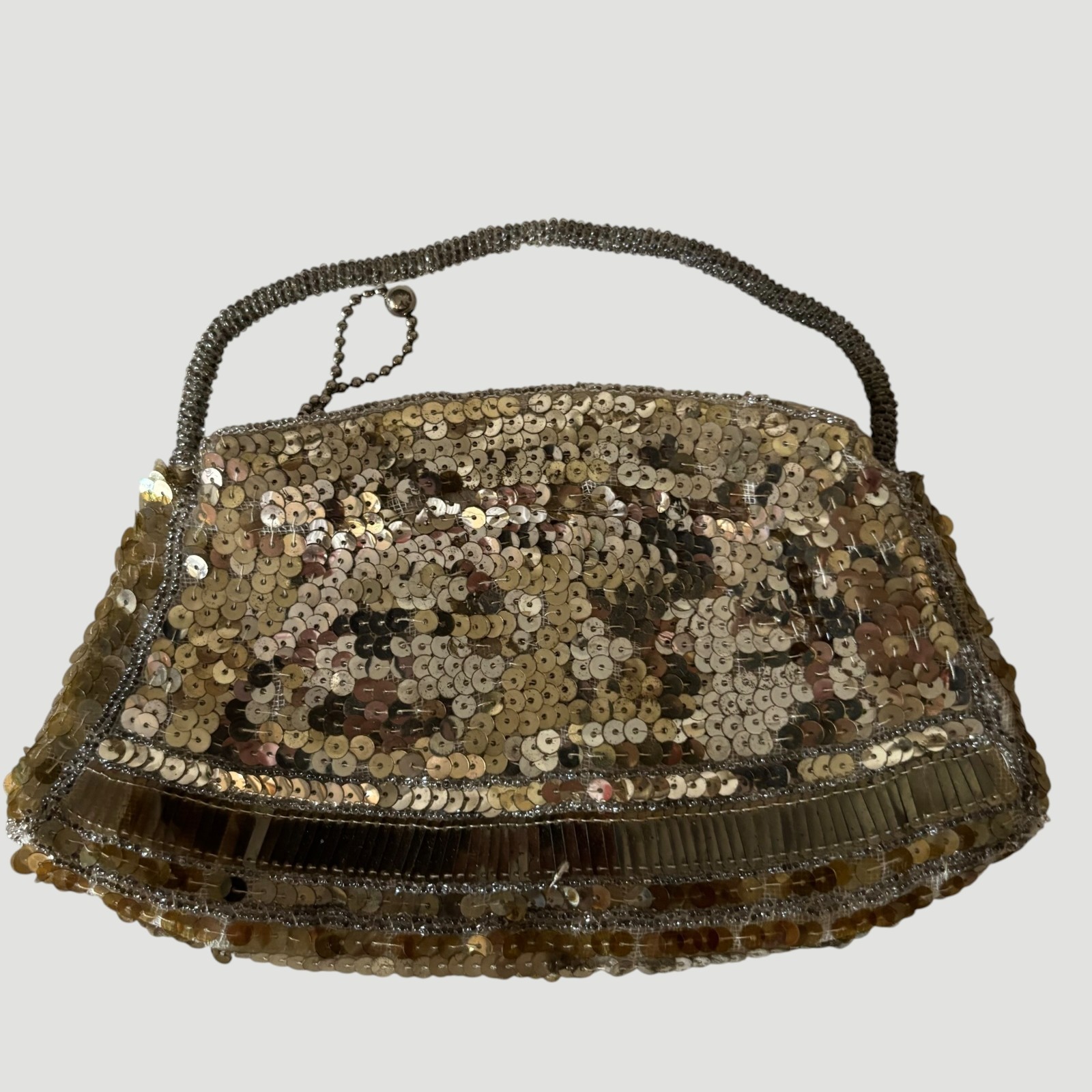 Vintage Art Deco Gold Sequin Evening Bag Made in Czechoslovakia