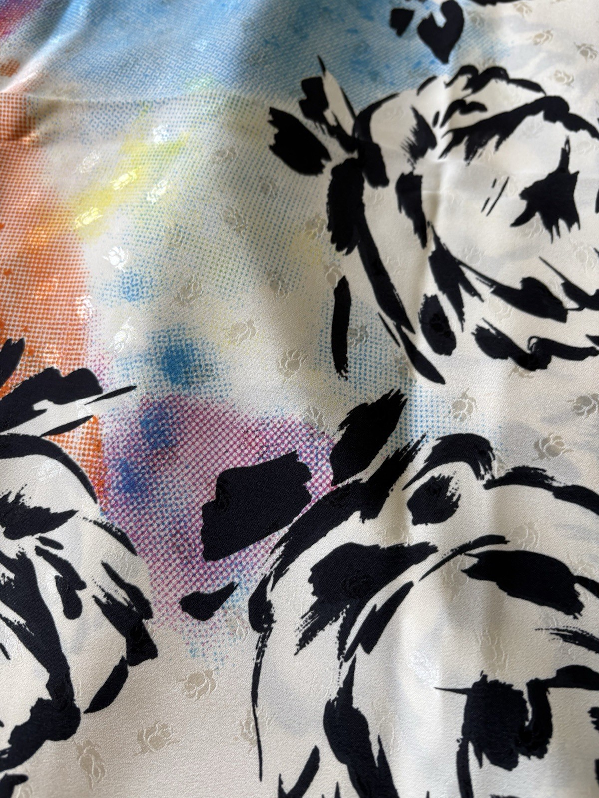 VTG Emanuel Ungaro Parallele Silk Shawl Scarf 51″ Sq Floral Abstract Multicolor
