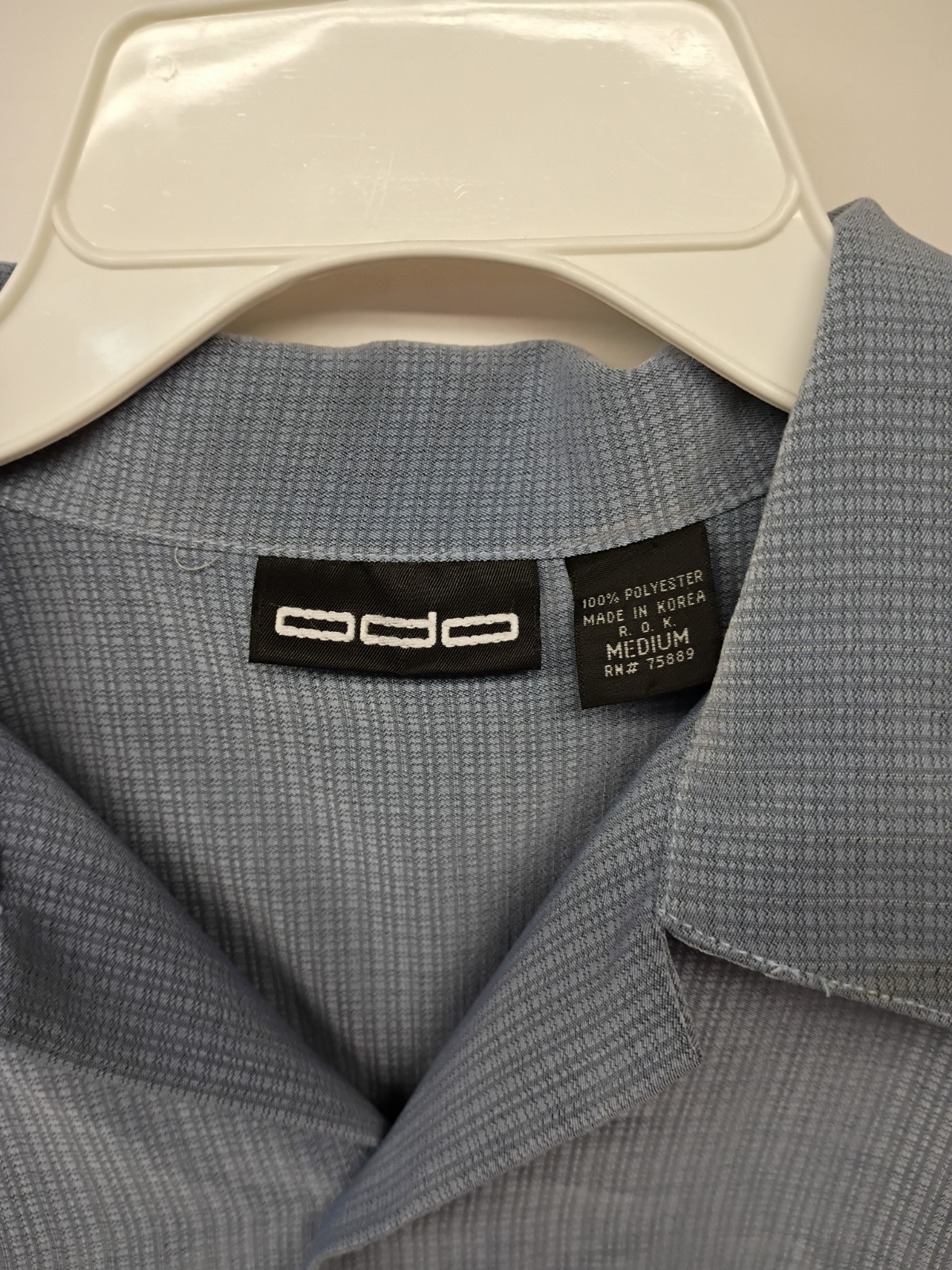 ODO VTG Men’s M Button-Up Shirt Short Sleeve Solid Gray Pockets Spread Collar