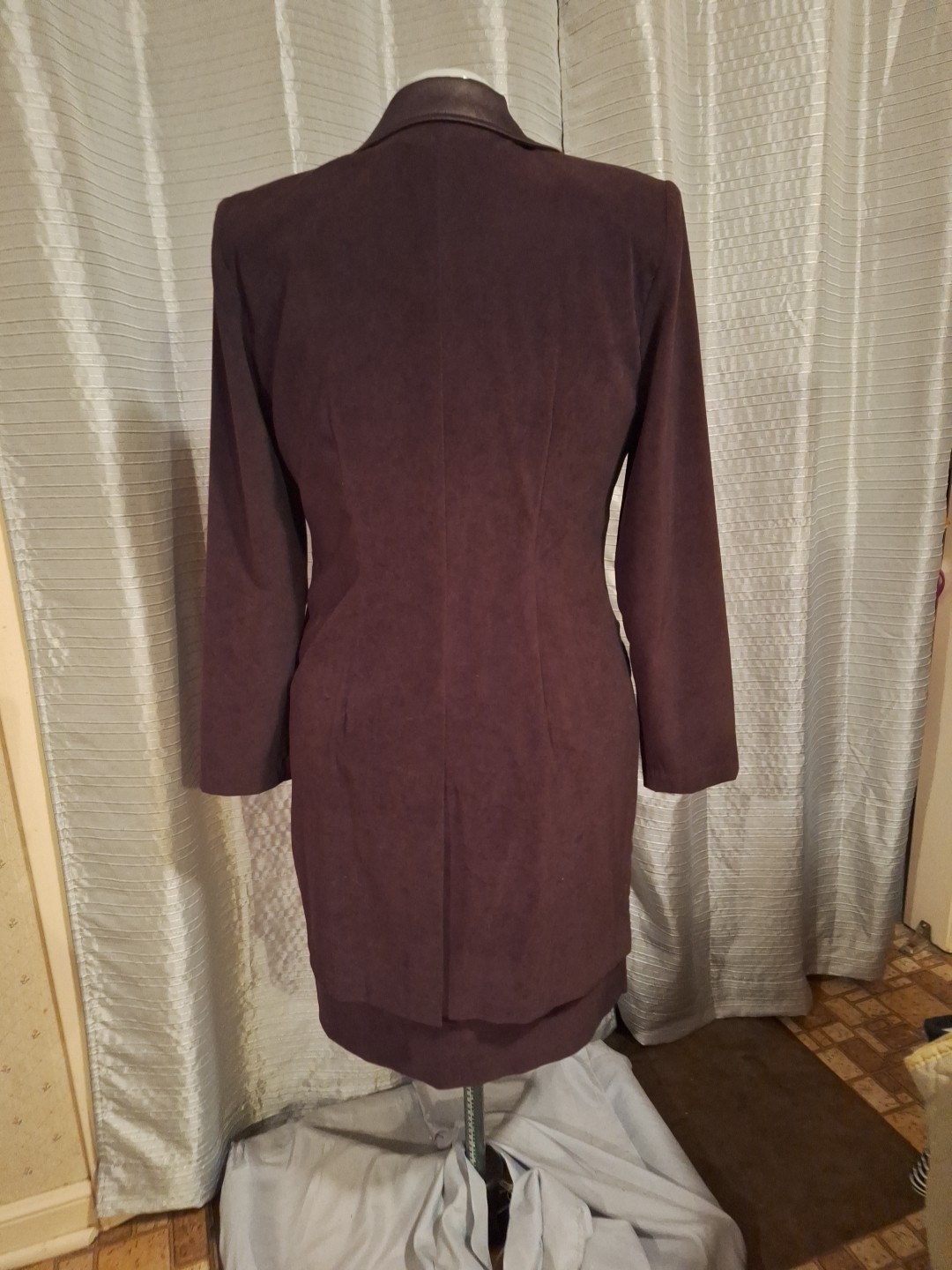 Vintage Womens Sz. 10 By Worthington-Velveteen Dress & Long Jacket in Deep Plum
