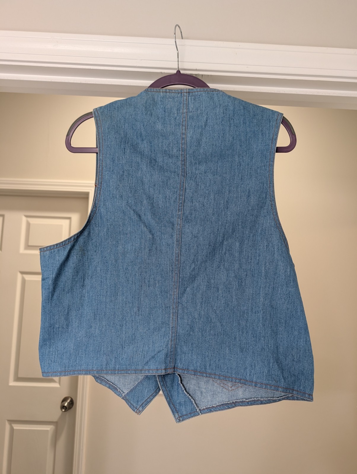 Gaslight Blue Denim Vest Button Front Size L Regular Cotton/Polyester