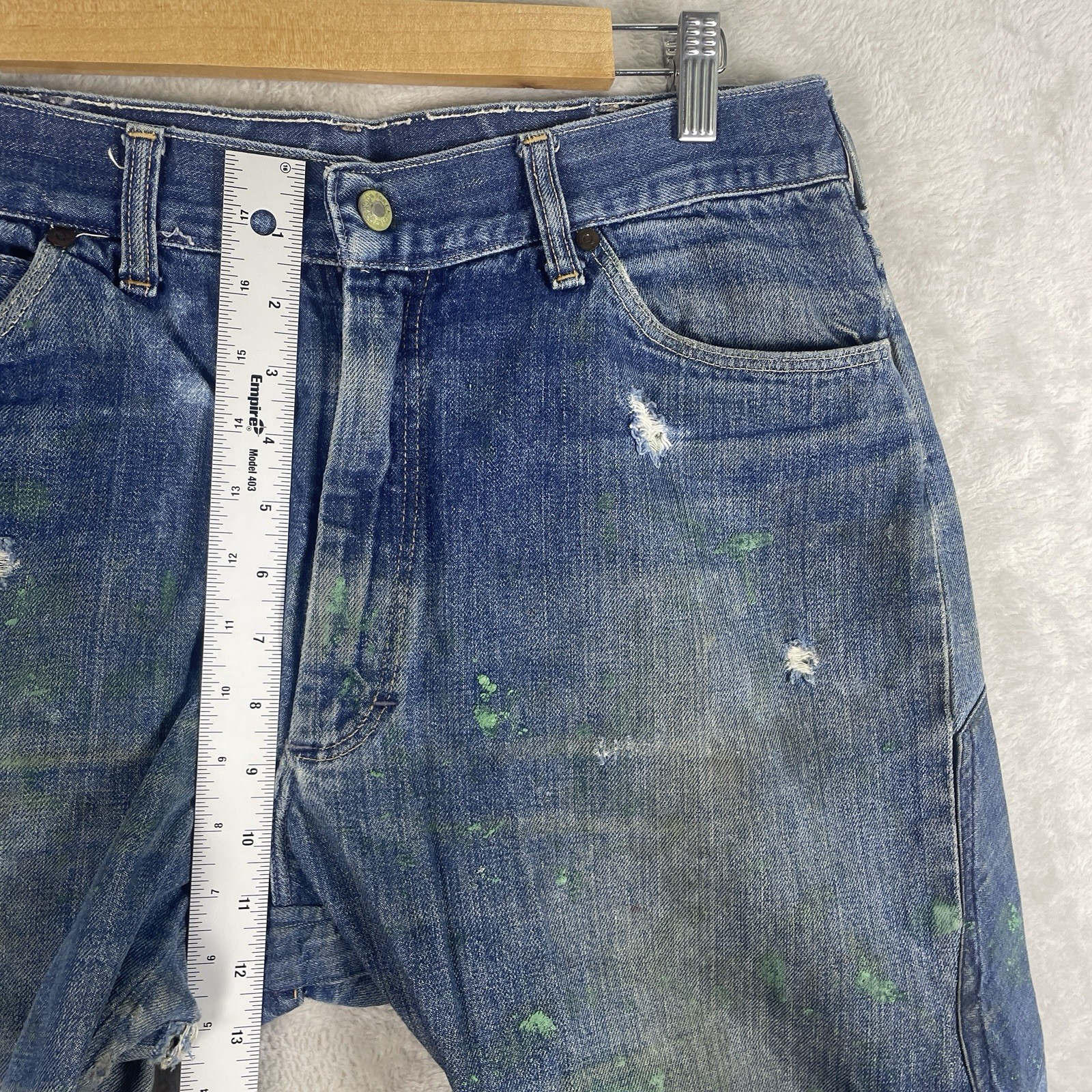 Vintage 50s Penneys Foremost Selvedge Denim Jeans Mens 32×28 Repaired 1950s Hole