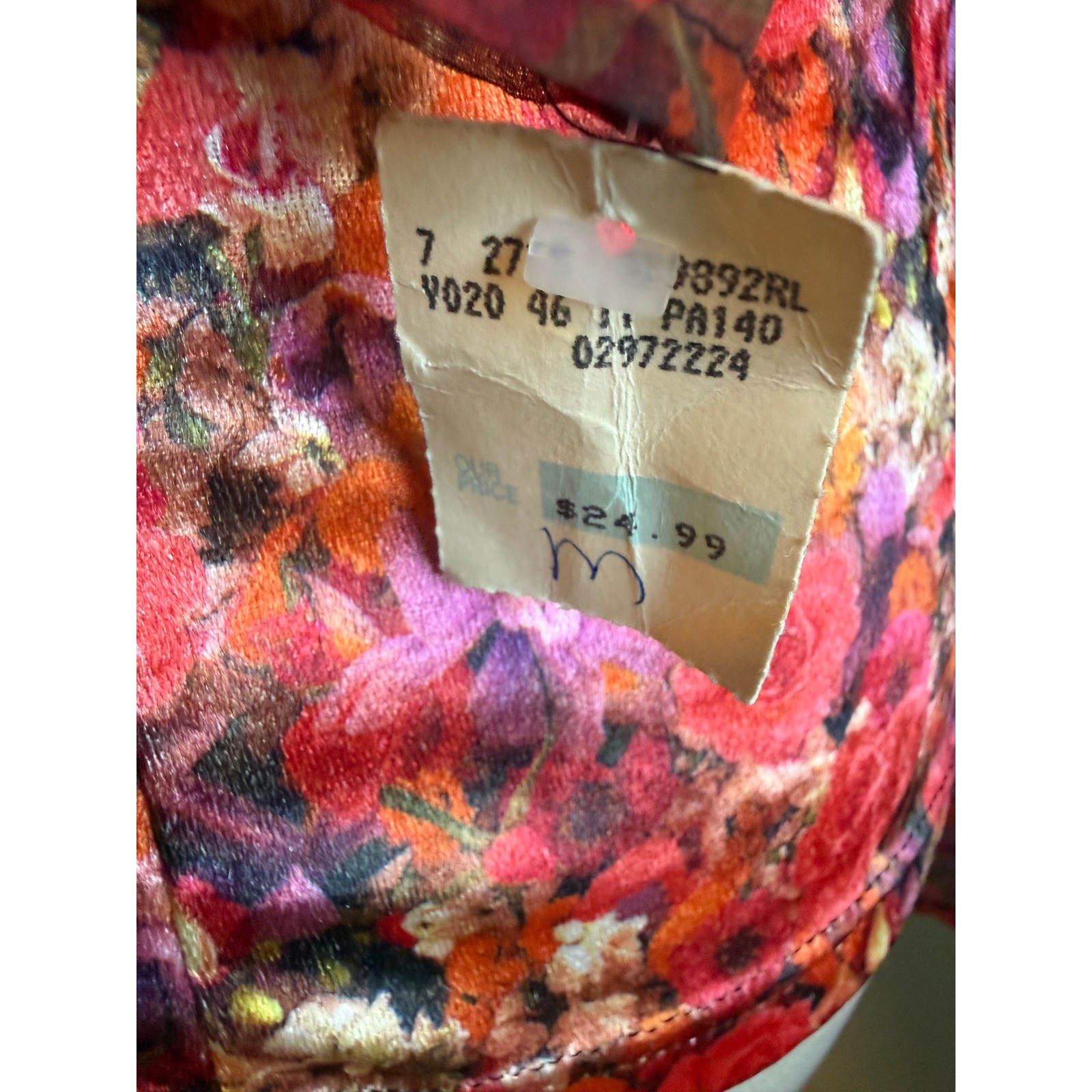 Vintage Yes Clothing Red Floral Mesh Velvet y2k whimsi boho dainty Top M NWT