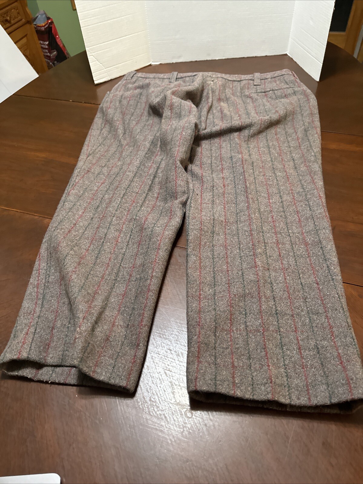 VTG Northway Mens Wool Pants 48”Wx 28”L Gray Pin Striped Water Repellent