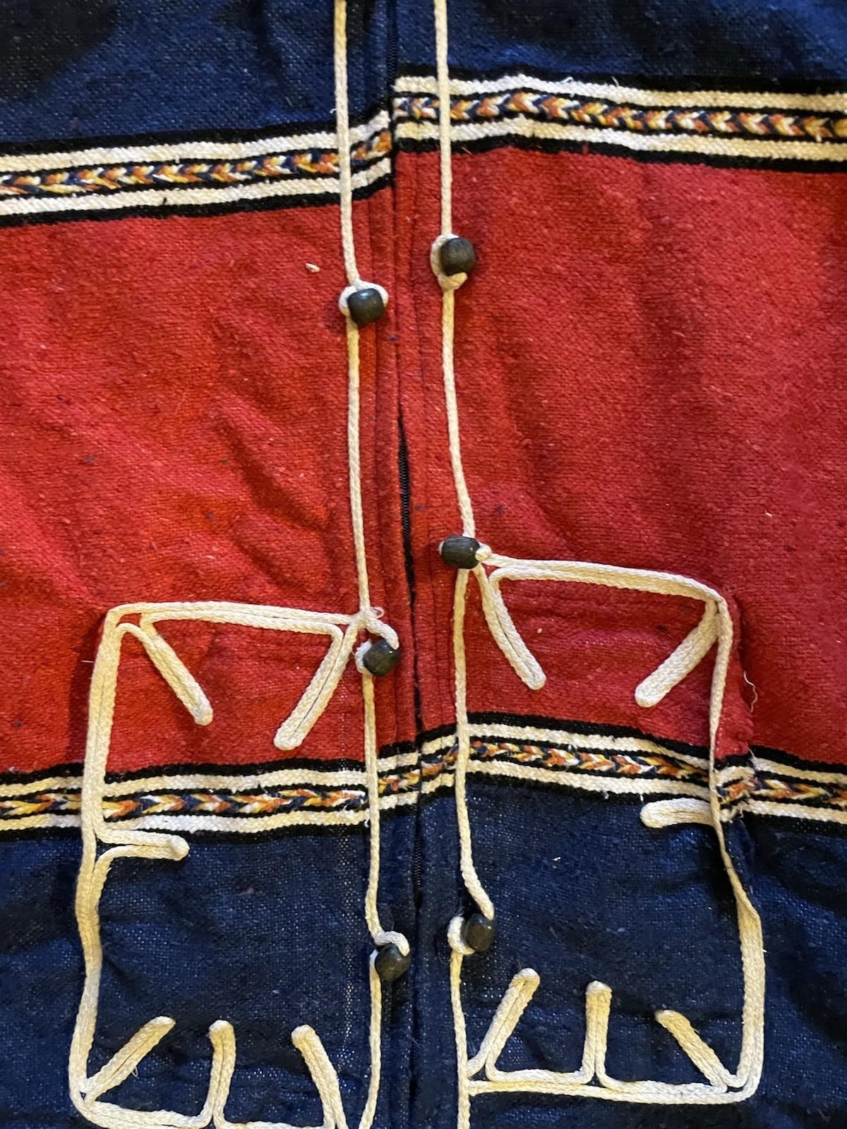 Vtg 80s CENTRAL/SOUTH AMERICAN style modern-traditional woven jacket L/XL Indio