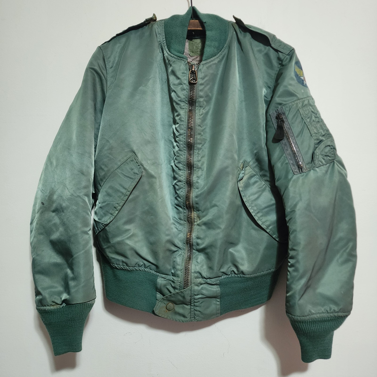 ​Vtg Hope Mfg Modified 45P Flight Jacket L2B Style Hybrid Sage Green Bomber Ma1
