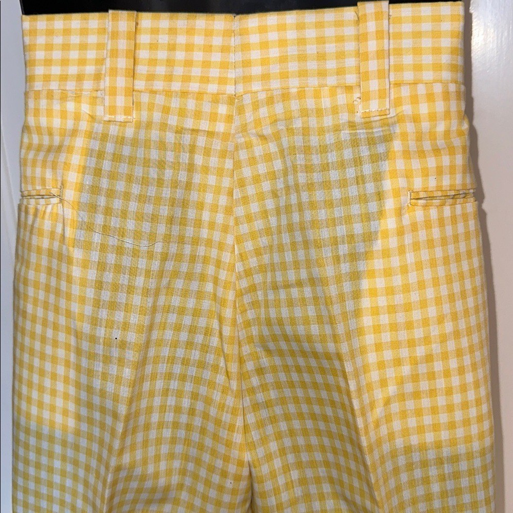 NWT Vintage 70s Izod Yellow & White Checked Polyester/Cotton Pants