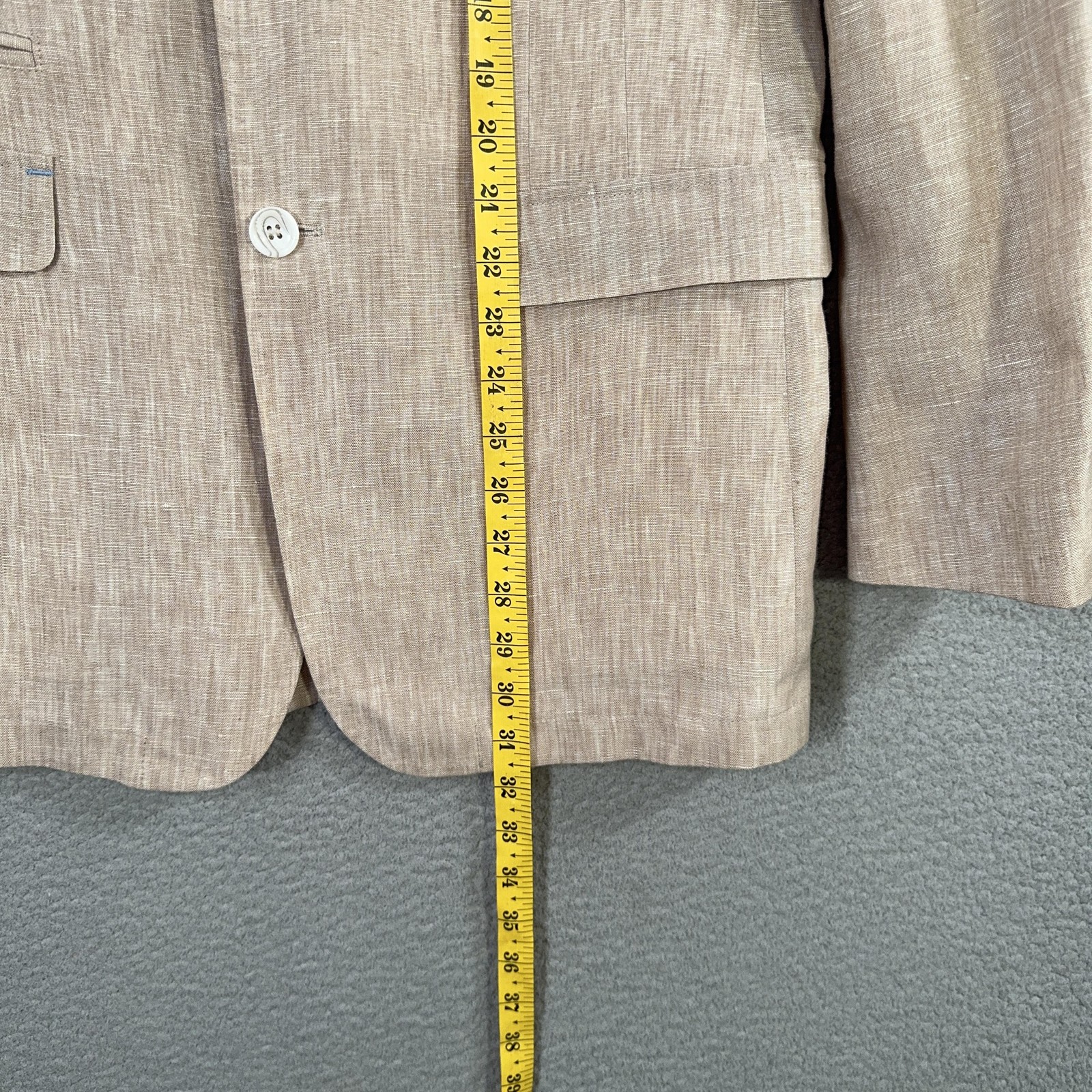 PARC Linen Blazer Mens M / 40 Beige Paisley Lined Two Button Sport Coat Jacket