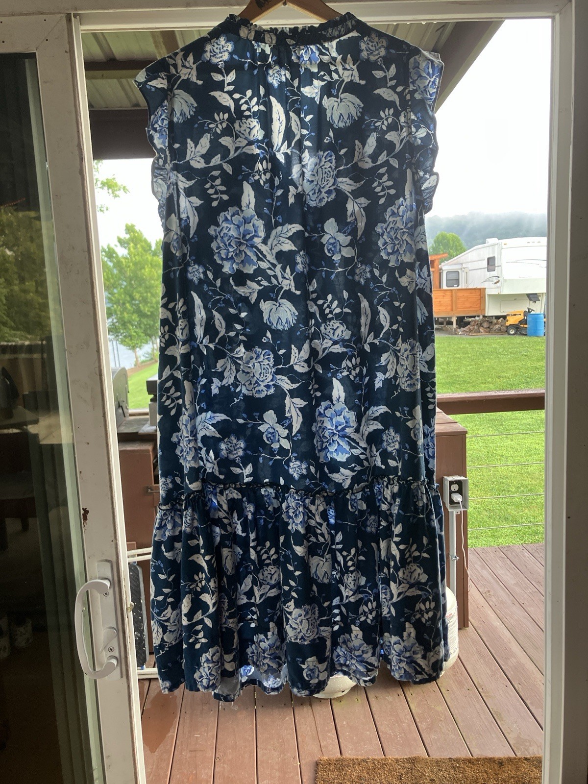 Matilda Jane Enchanted Garden Serenity Dress Blue Floral Tiered Bohemian Sz XL