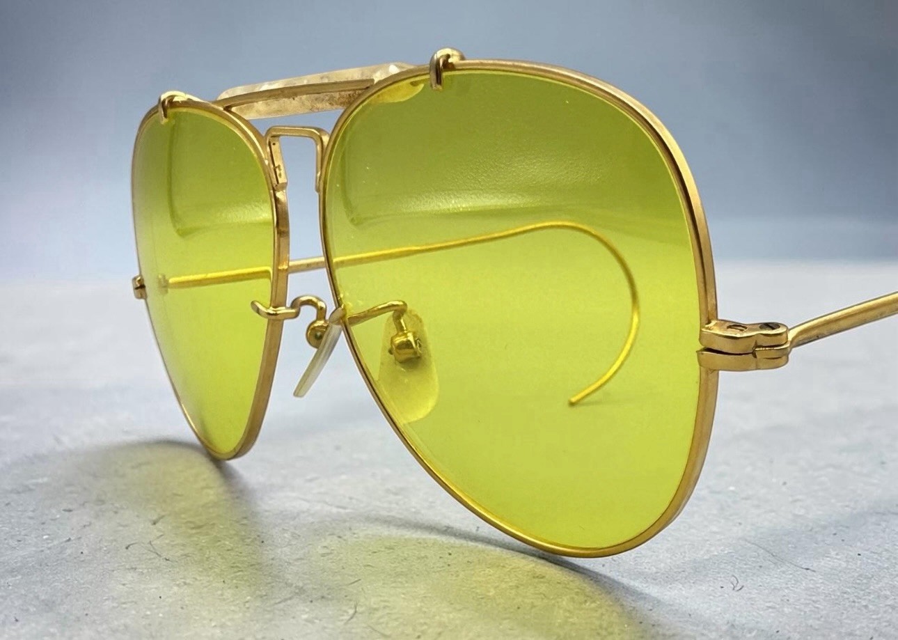 Vintage Bushnell Wrap Around Sunglasses Shooter Aviator 12kt Gf With Case