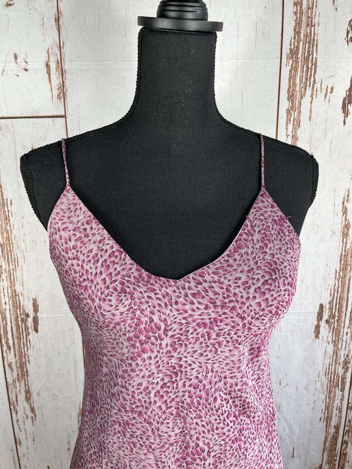 Vtg Rampage Slip Dress 7 Purple 90s Y2K Romantic Fairy Goth Midi Animal Print