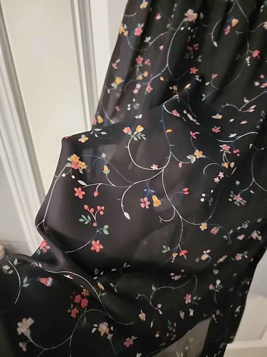 Vintage Leslie Fay Midi Dress Unique Style Black Sheer Fairy Cottgecore Coquette