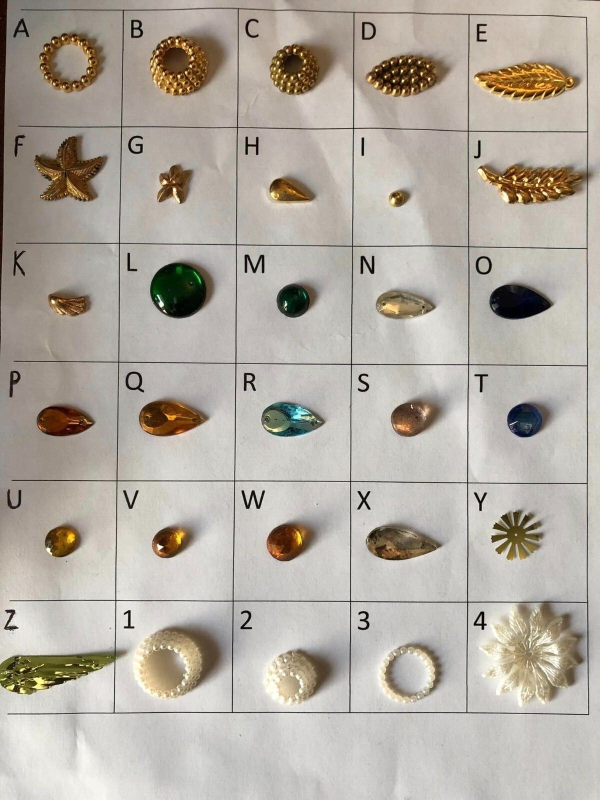 Enid Collins of Texas Replacement Glass Jewels, Gold Metal Leaves, Pearl Parts +