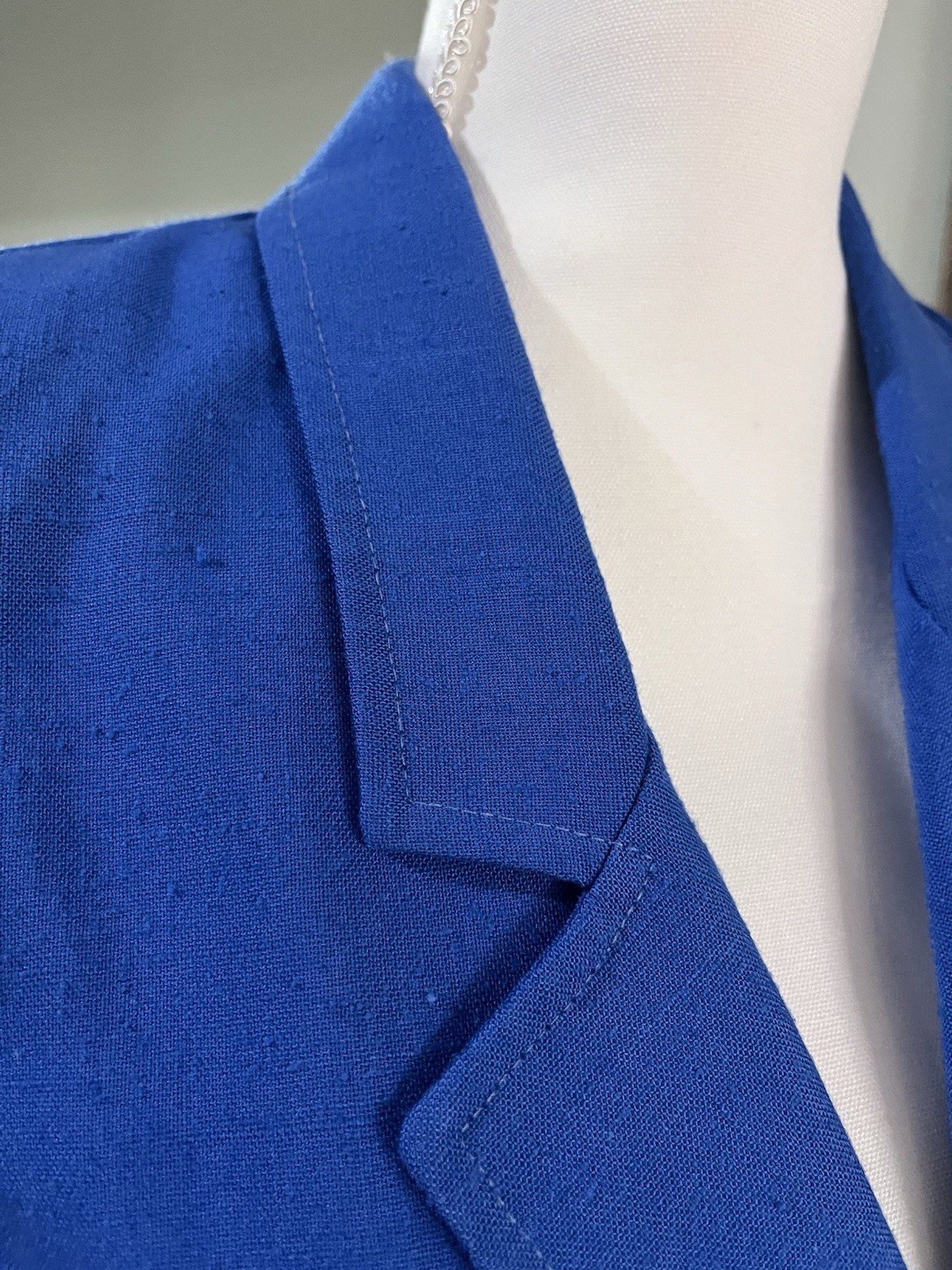 RT II Blue Vintage Linen Collared Short Blazer LS Women’s Business Casual Sz S