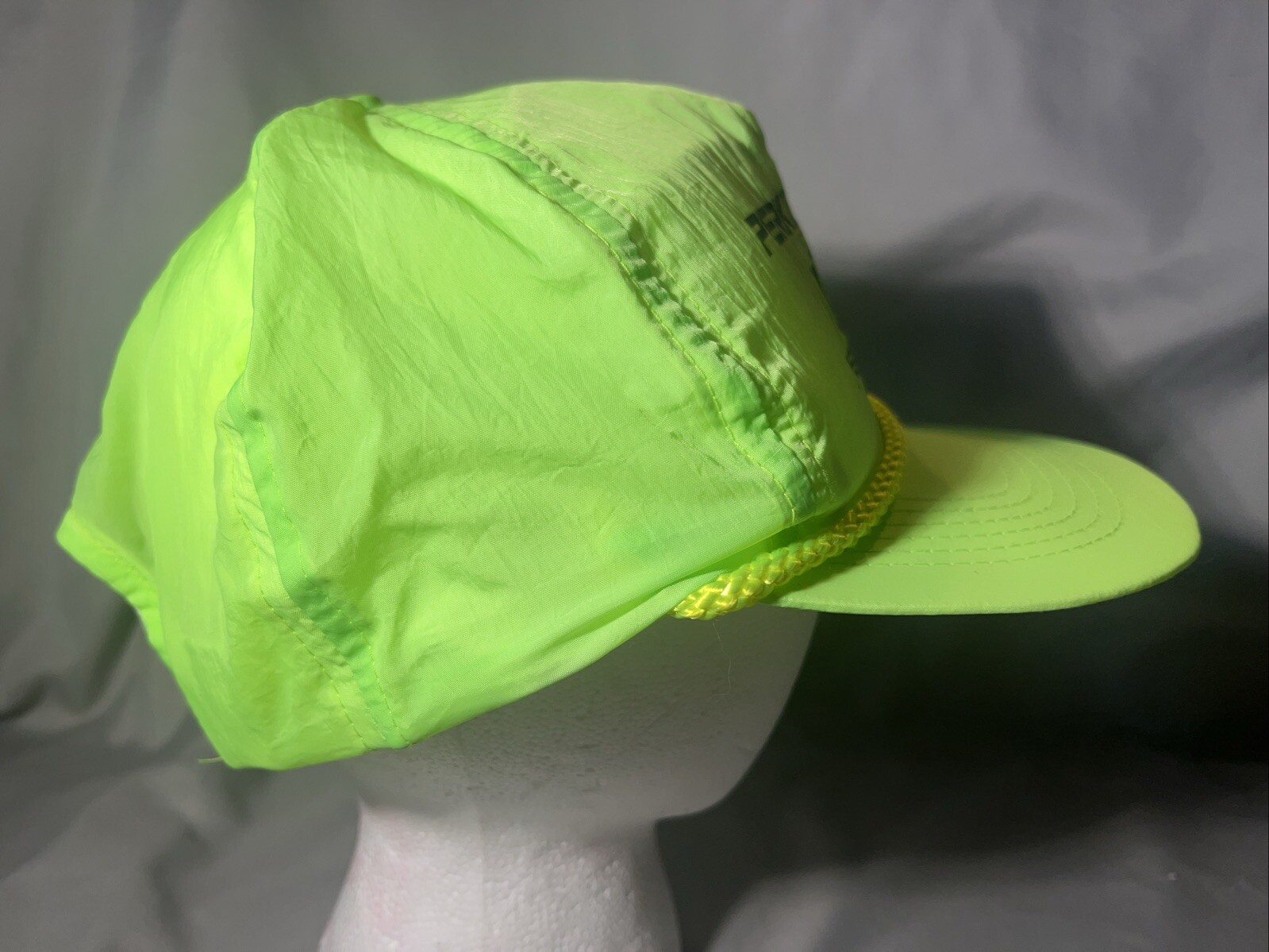 Vintage Perkin Elmer Performance Day-Glo Neon Yellow Hat Cap SnapBack 1993