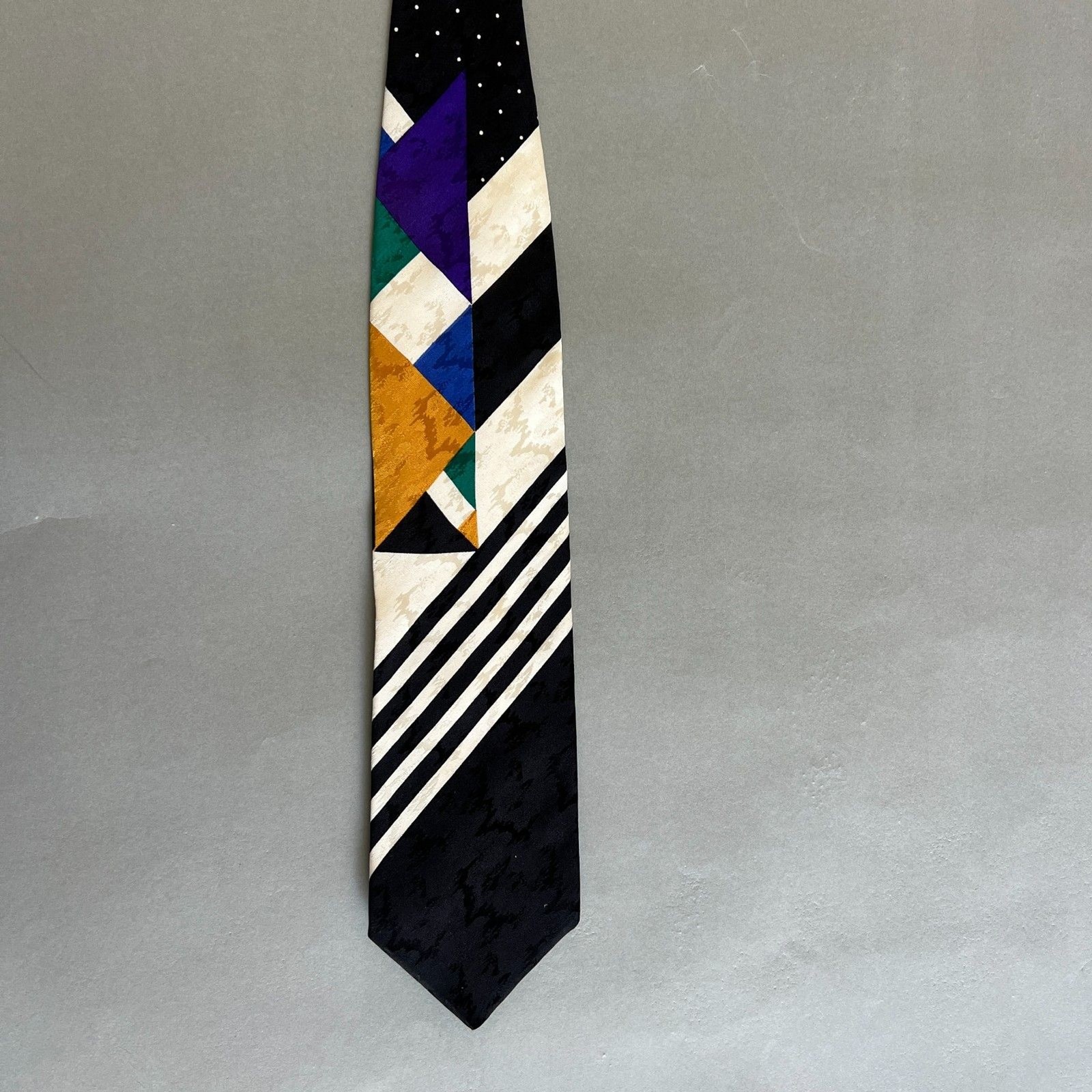 Vintage 90s Pavone 100% Italian silk geometric tie formal indie