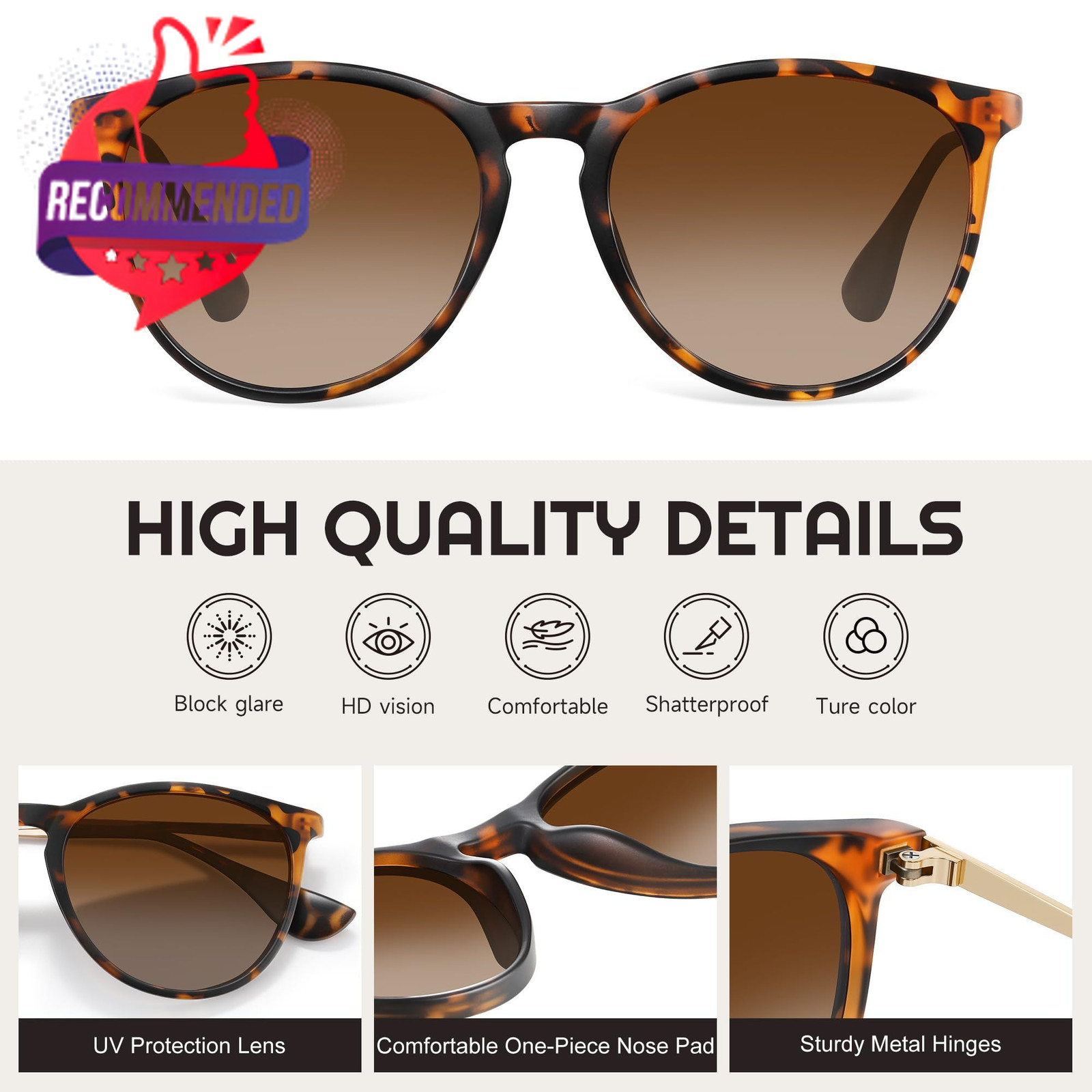 Polarized Sunglasses For Women Men- Vintage Round Sun Glasses Retro Trendy Style