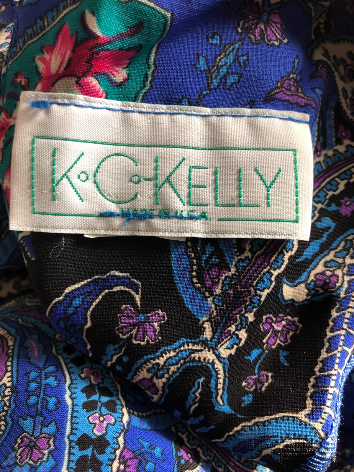 Vintage K.C. Kelly Size 8 Paisley Blouson Dress Short Sleeves Sheer EUC