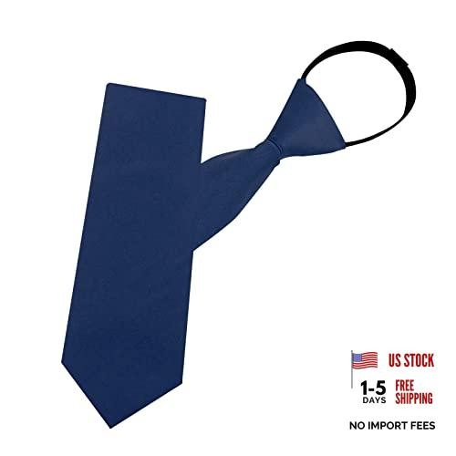 Pre-tied Adjustable Zipper Neck Ties for Men 3.15′ ‘Mens Navy Blue Tie-1 Pack