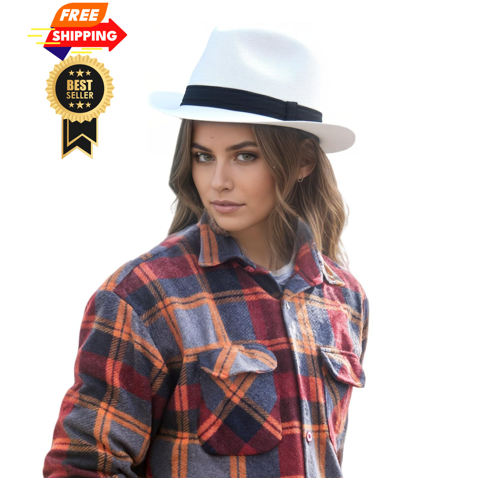 Unisex Classic 1920s Fedora Hat Short Brim Panama Trilby Medium-Large, Brown