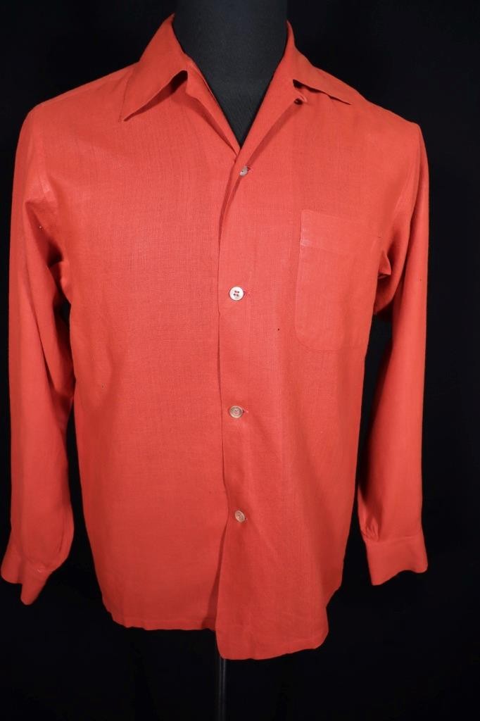 Vintage Bond 1950’s Rust Rayon Gabardine Shirt Size Small Very Good Condition
