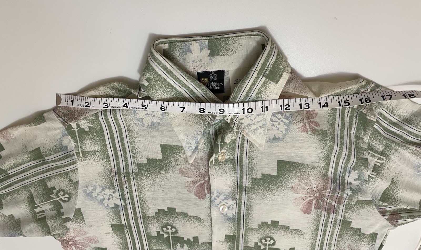 VTG 70s Mens Novelty Strolling Couple Floral Knit Hippie Mod Button Down Shirt