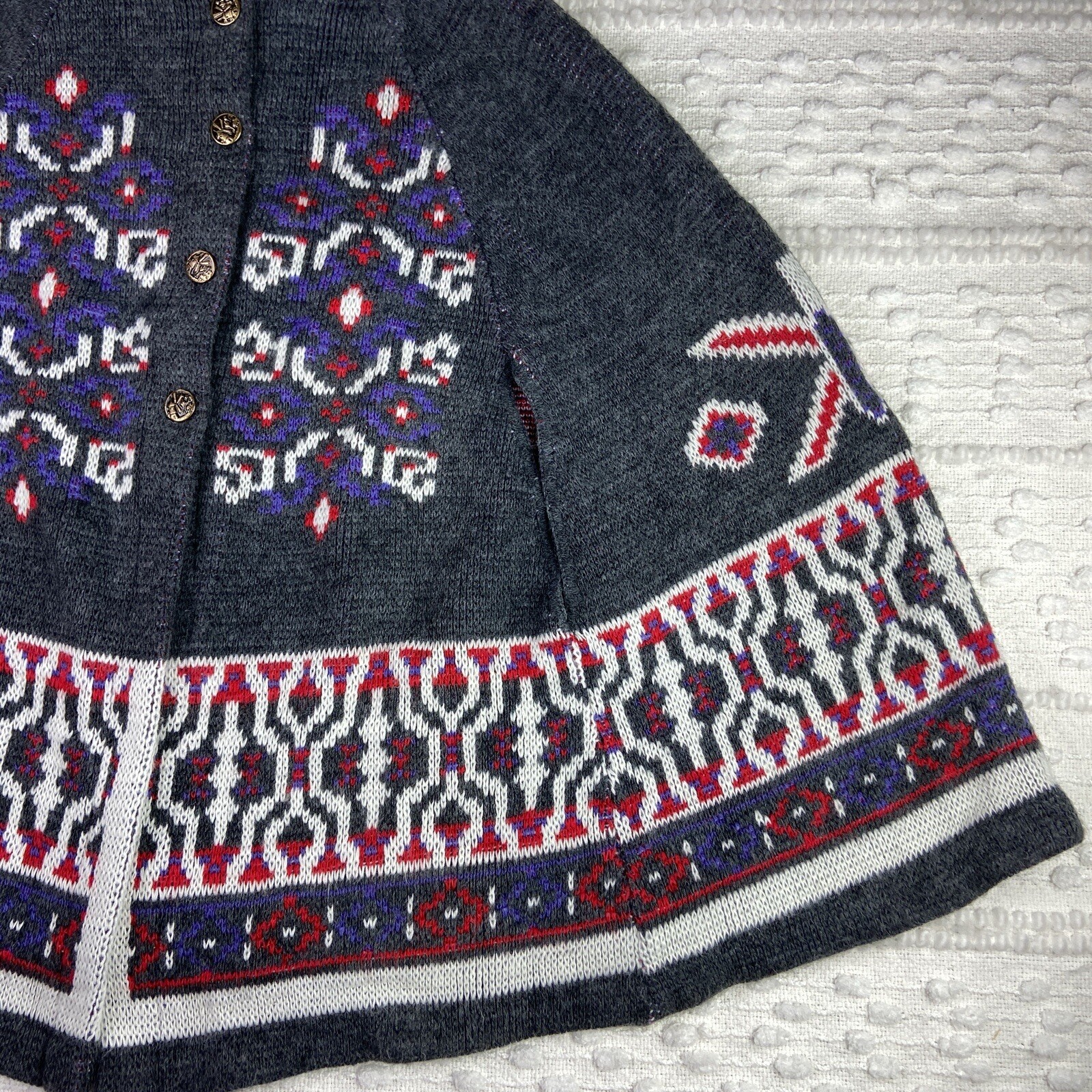 Vtg Sturbridge by Roosevelt Knit Cape Poncho Women’s Size S/M Aztec Kachina 27″