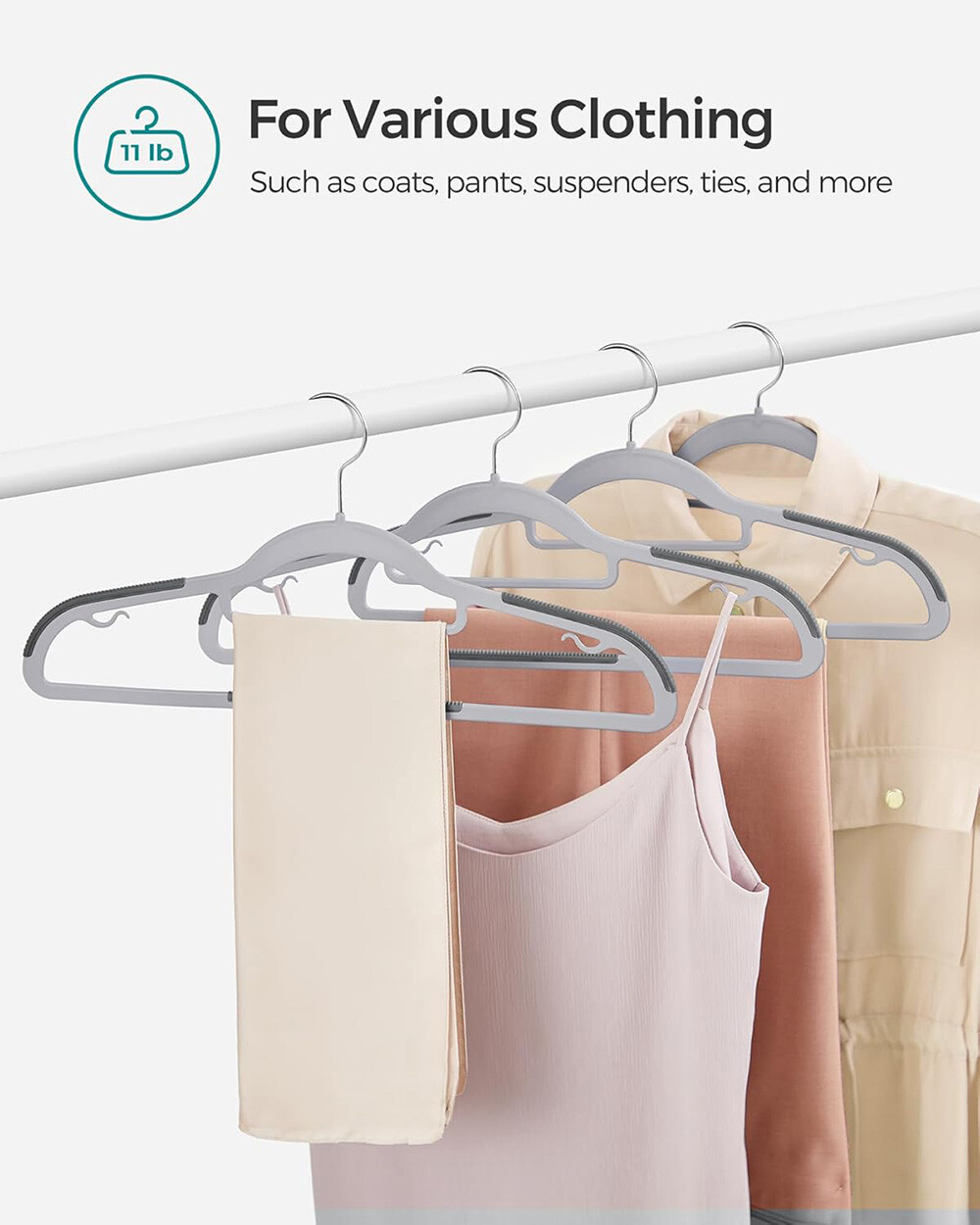 Plastic Hangers Non Slip for Clothes Coat Heavy Duty 360° Swivel Hook Pack of 50