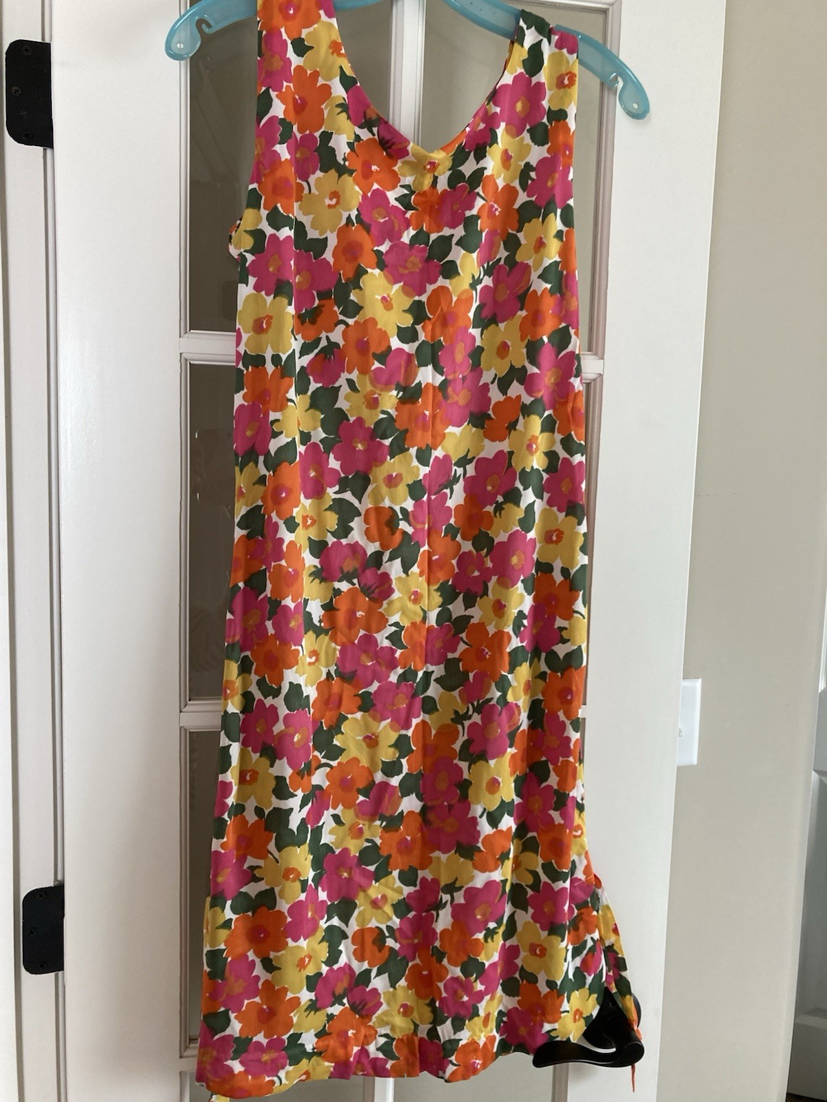 VTG 70s CAROL BRENT FLORAL PRINT COLORFUL SLEEVELESS NIGHTGOWN DUSTER -NWT
