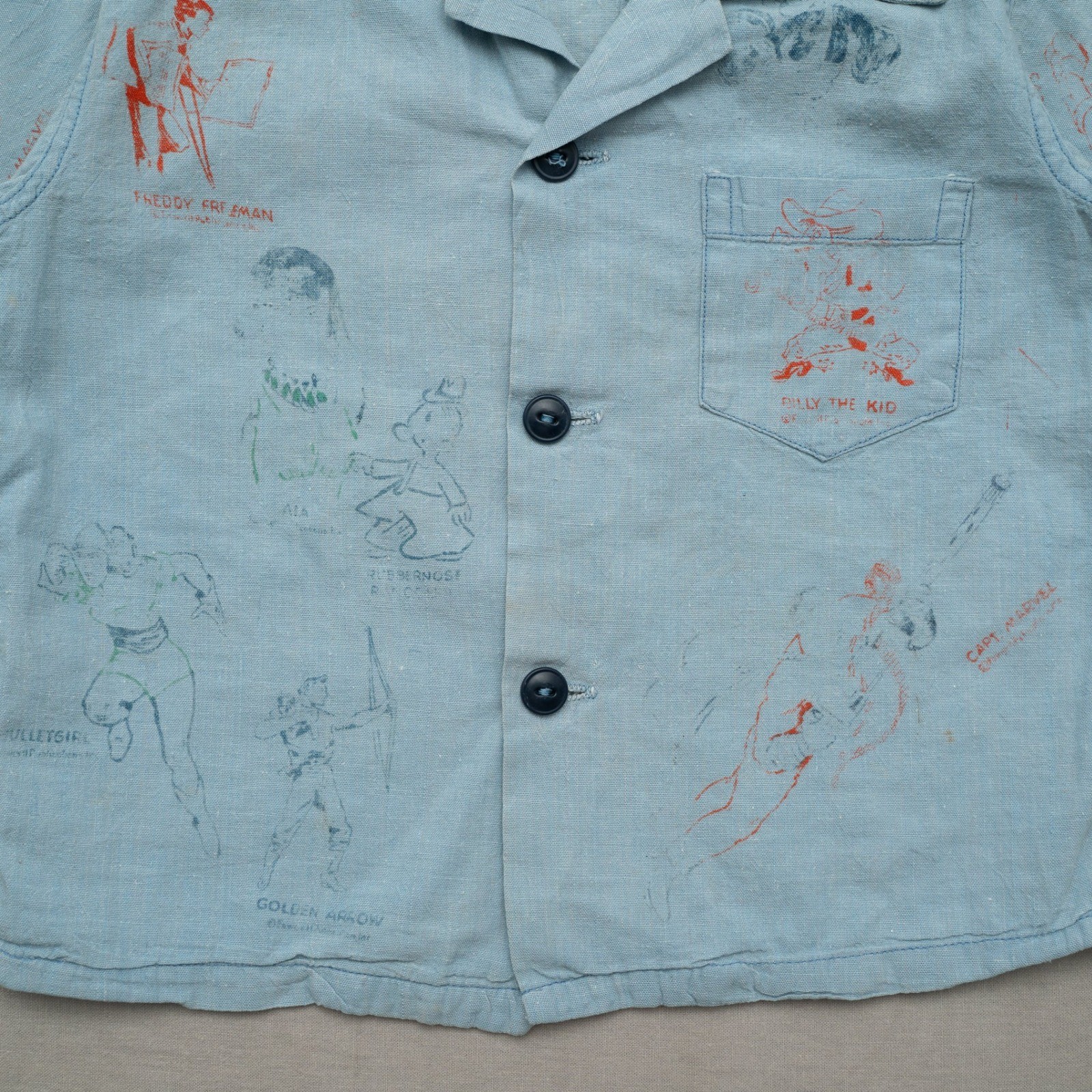 Vintage 50s 60s Jack Jar Togs Gronups Camp Collar Test Print Cartoon Button Up