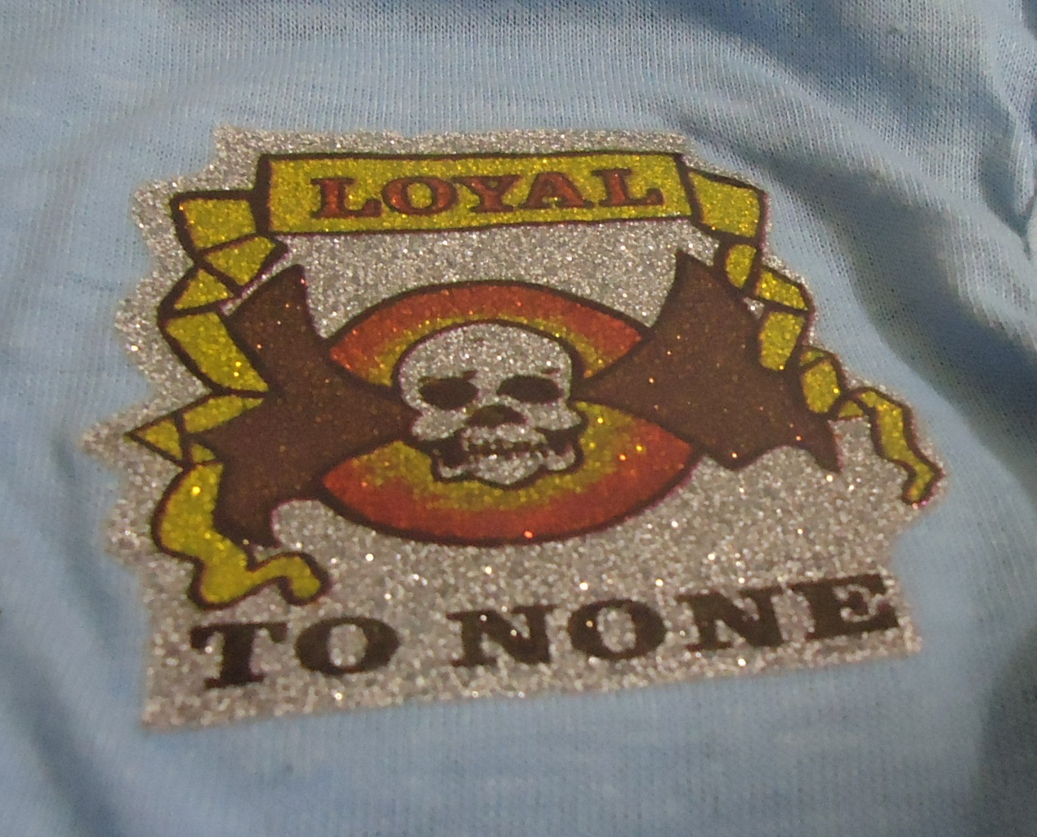 NOS Vtg Chambray Blue Bikini Underwear “Loyal to None” Iron On Briefs M Oldstock