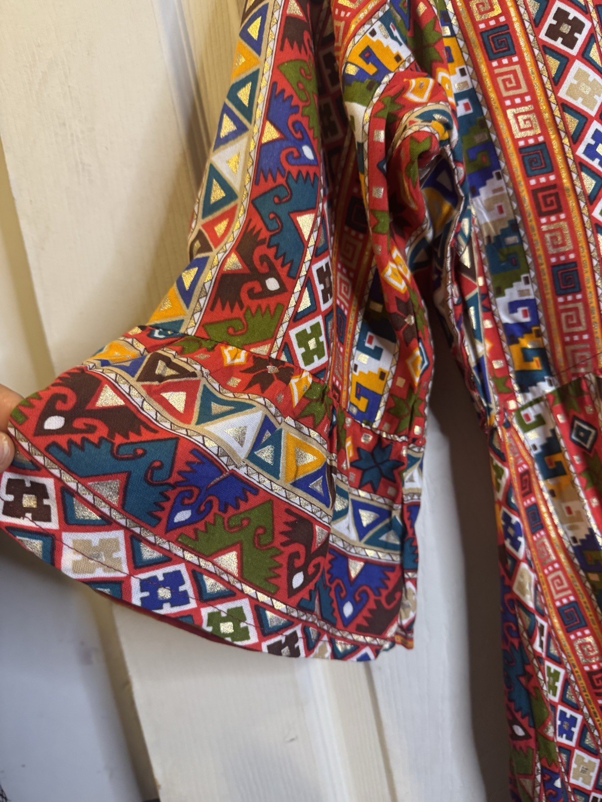RARE Vintage Lapogee Maxi/Midi Dress Size L | Luxurious 100% Rayon Ethnic Print