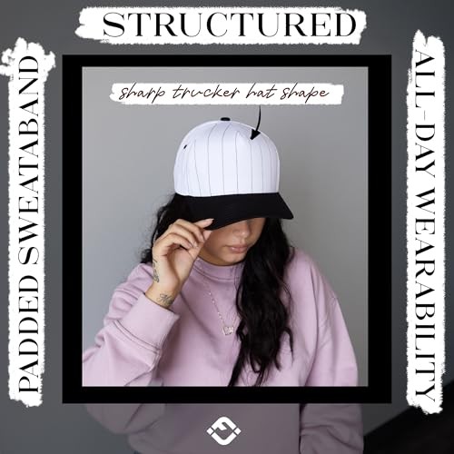 Two Tone Vintage Canvas Snapback Hats Pinstripe – Black/White