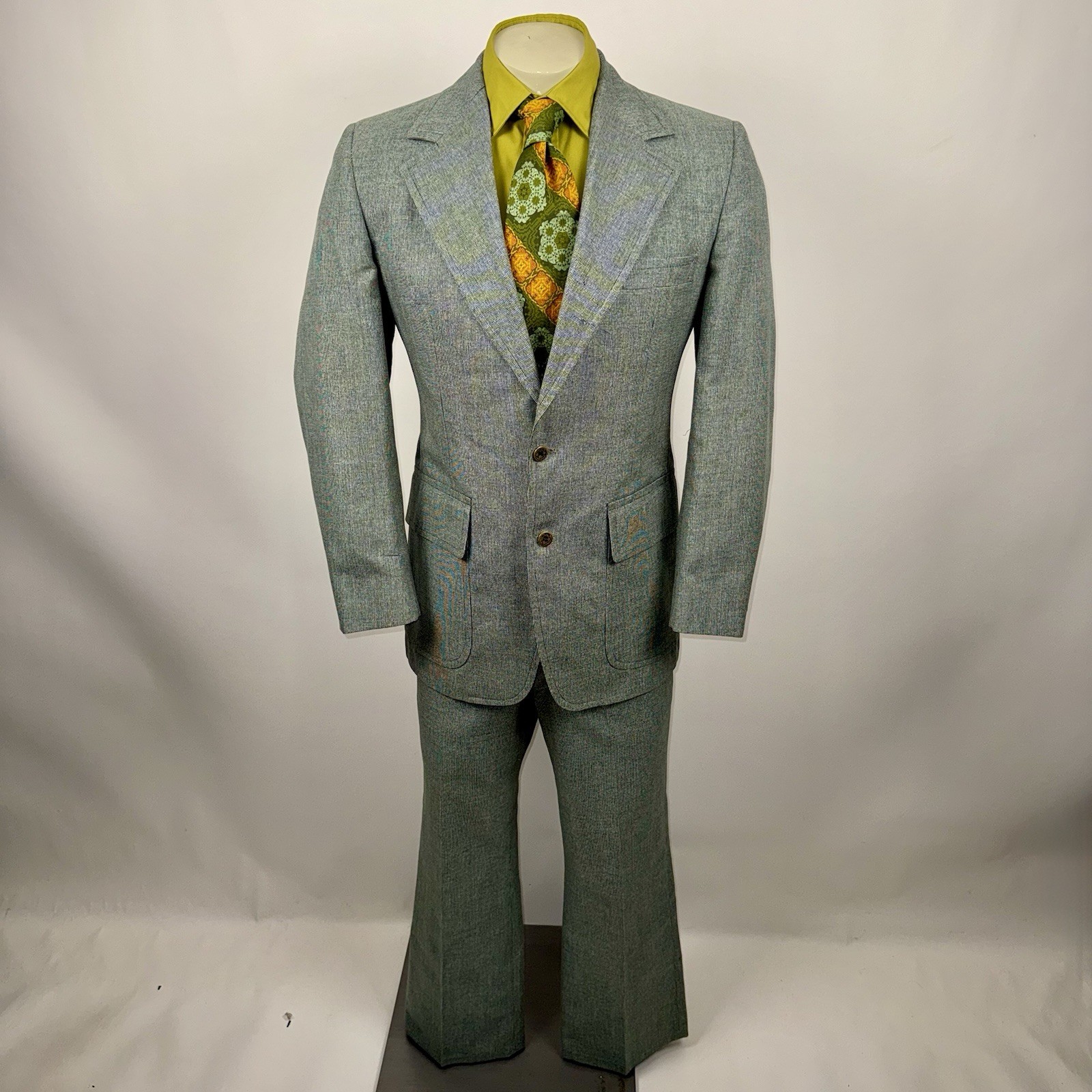 Harris & Frank Leisure Suit Mens 40 S Jacket 32 27 Pants Disco Mod 70s Vintage