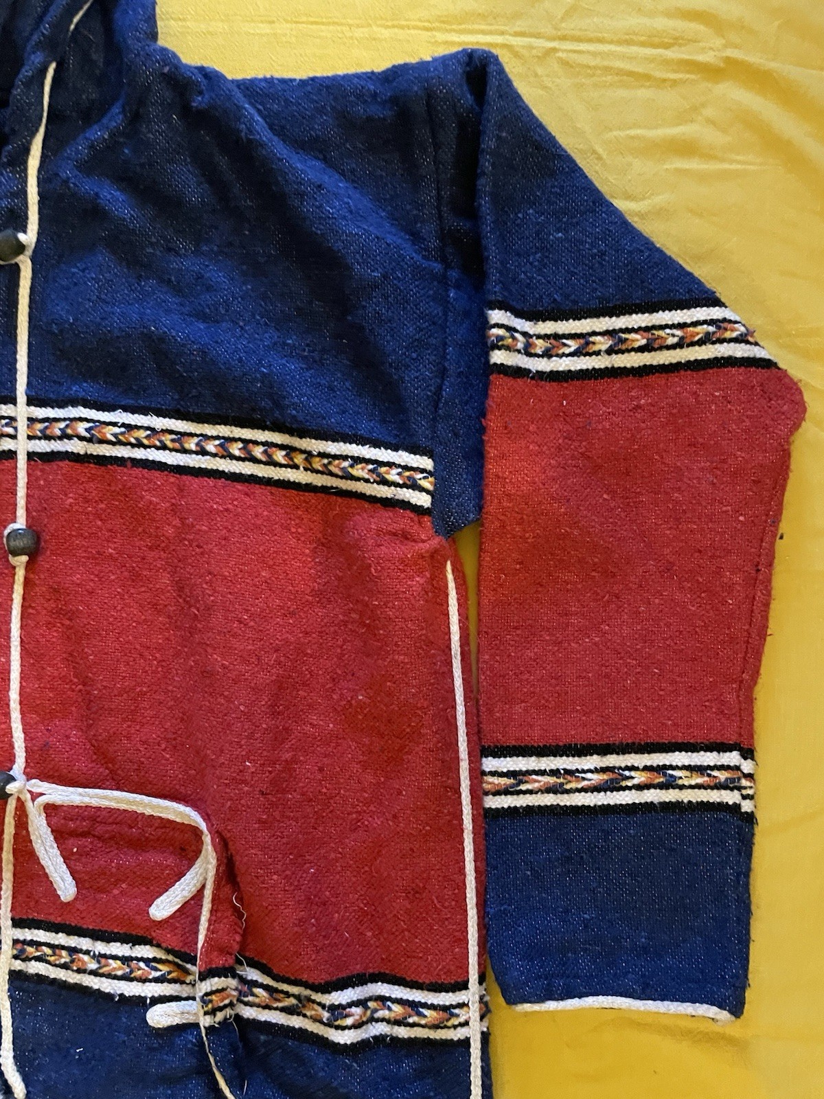 Vtg 80s CENTRAL/SOUTH AMERICAN style modern-traditional woven jacket L/XL Indio