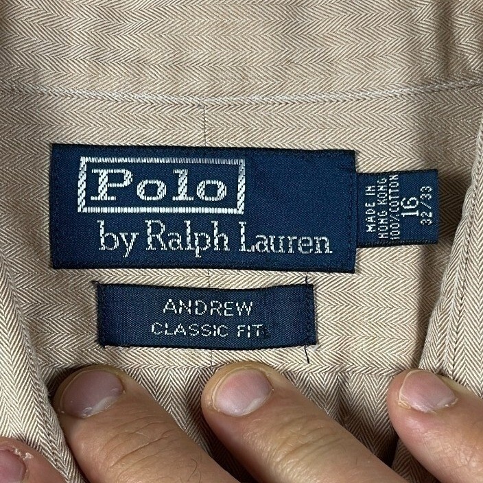 VTG Polo Ralph Lauren Brown Dress Shirt 16 32/33 Classic Fit Long Sleeve Andrew