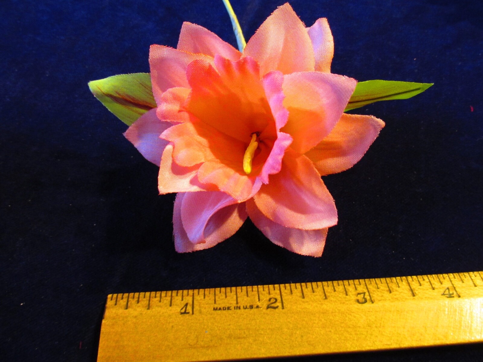 Vintage Millinery Flower 3″ Pink Daffodil Narcissus Lot of 3 Czechoslovakia Ku8b