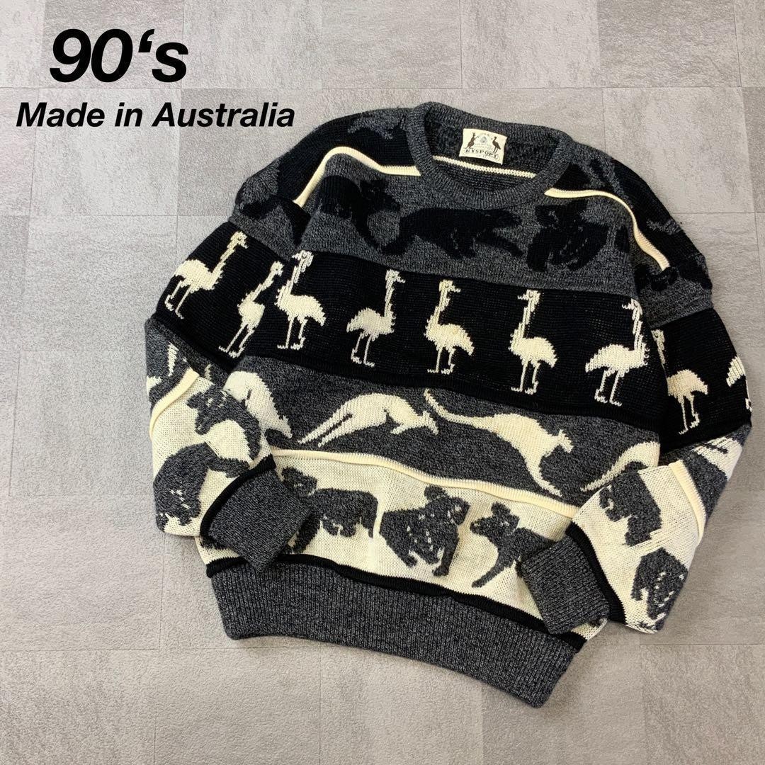 90s HYSPORT Animal Print 3D Knit Sweater Australian Made Wool