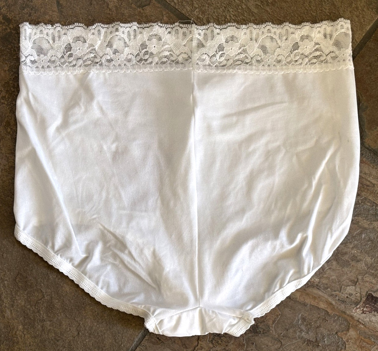 CABERNET 8/XL Ivory Lace Waistband Back Seam Brief Panties VINTAGE #3011