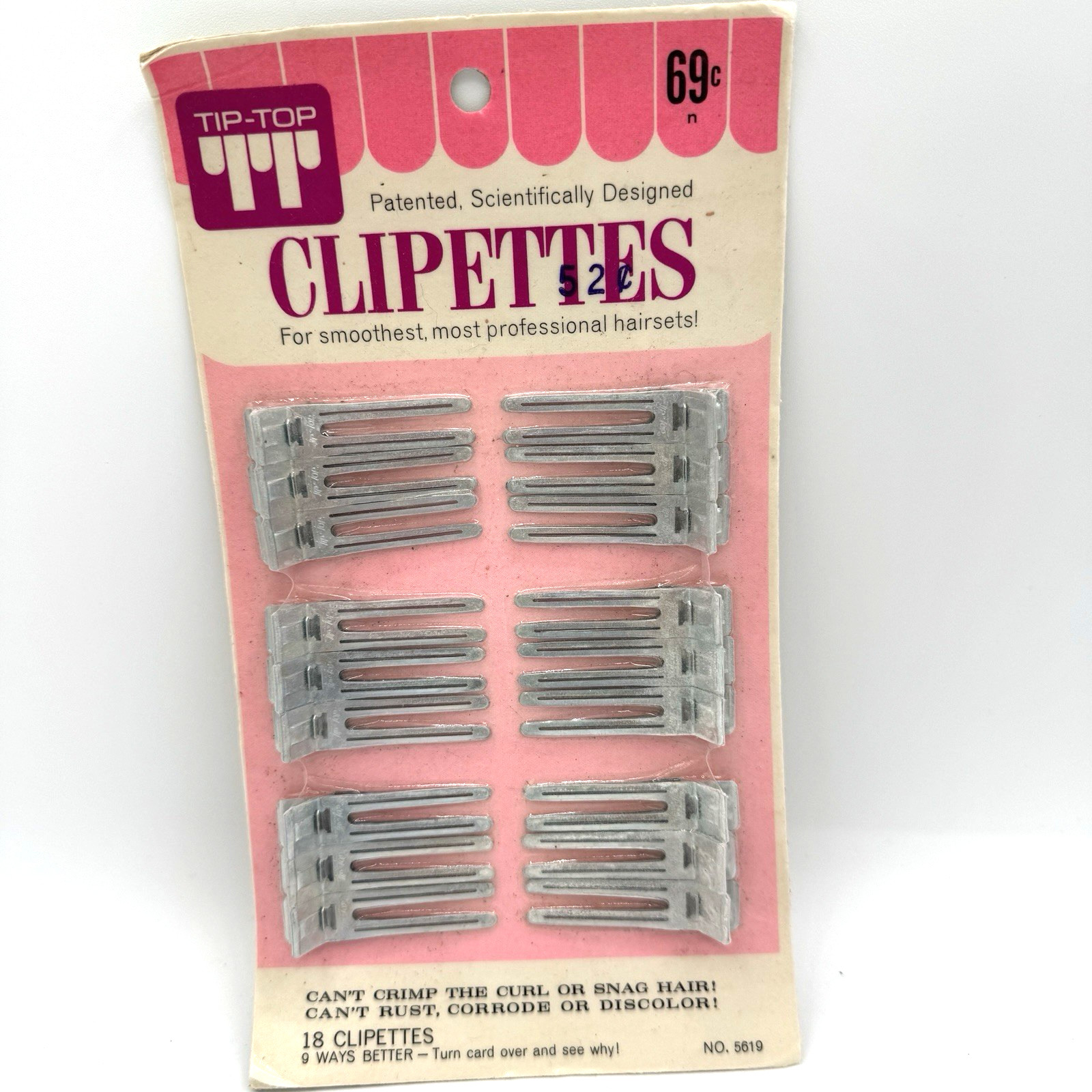 Vintage Tip Top Clipettes Double Prong for Pin Curls 18 NEW 5619 Retro 70s Hair