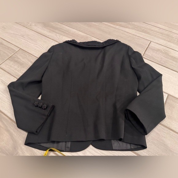Moschino Cheap and Chic Black Ruffle Collar Blazer Jacket Made in Italy